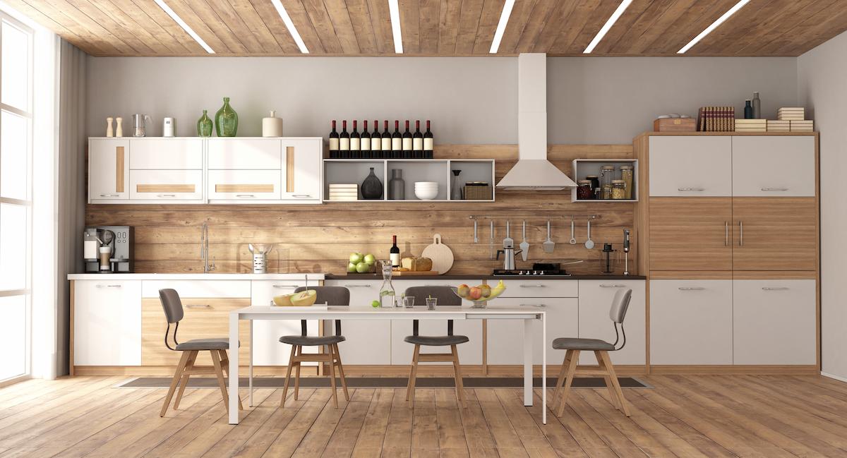 joli parquet dans une cuisine 