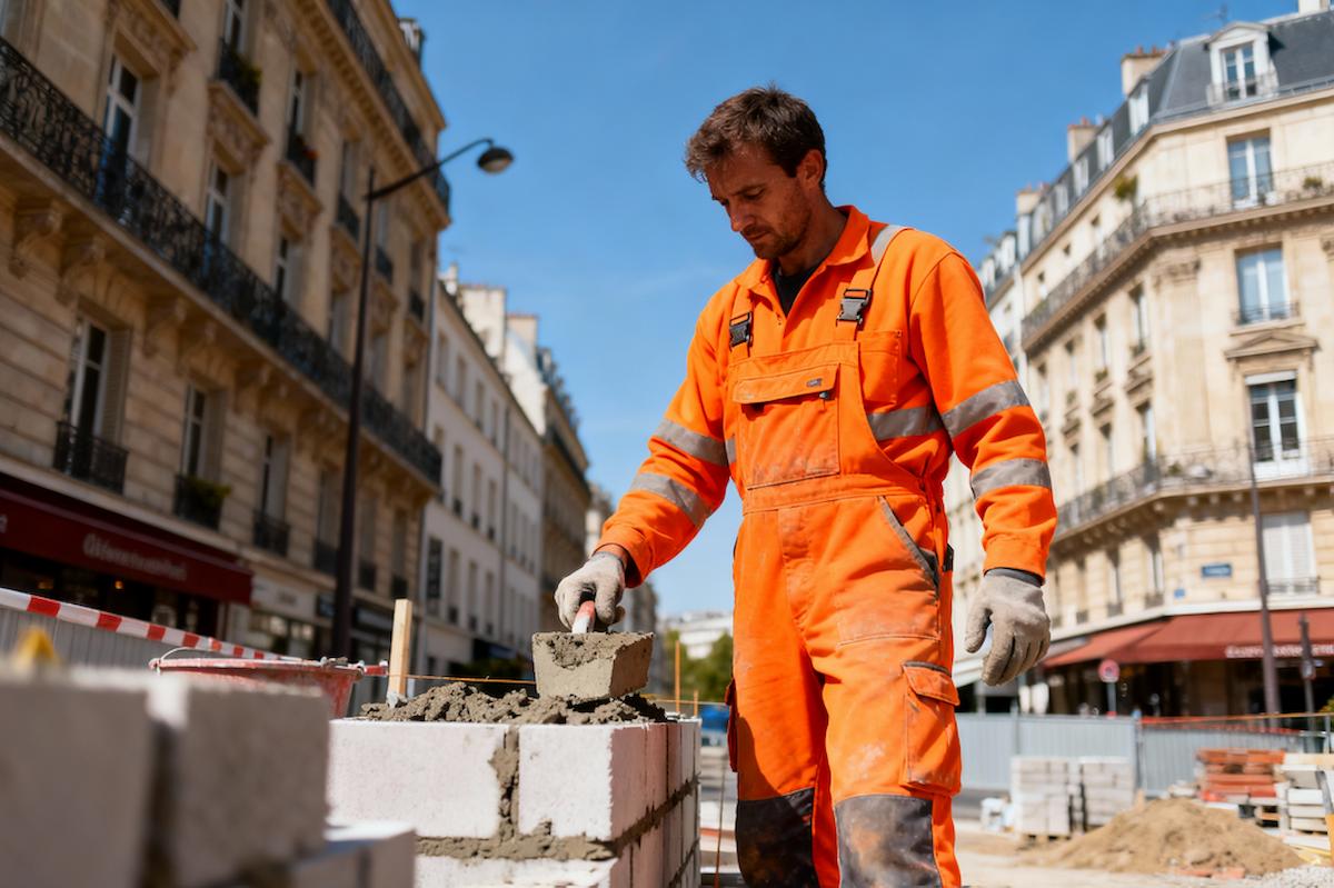 Chantier de maçonnerie dans un appartement parisien
