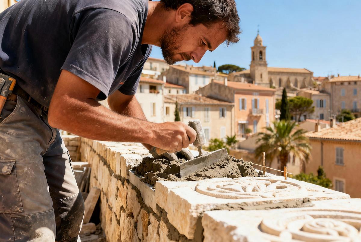 Artisan maçon travaillant sur un chantier à Toulouse