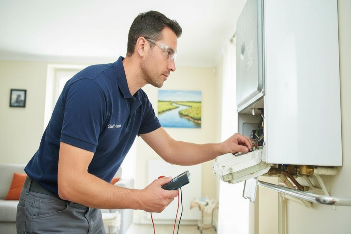 Plombier chauffagiste professionnel travaillant à Nantes