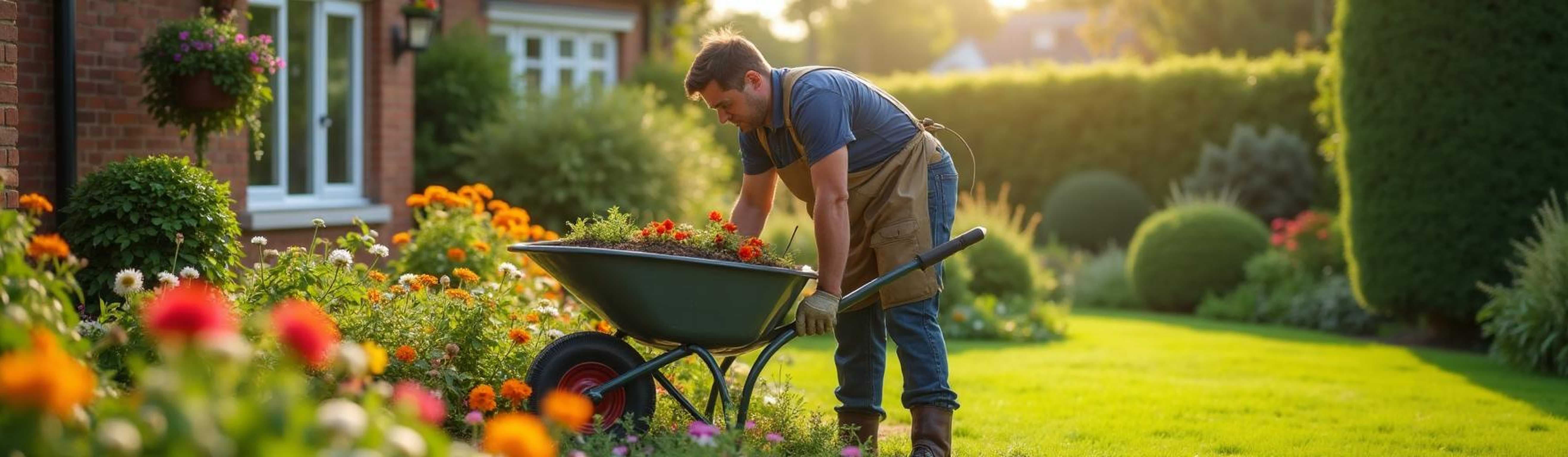 Paysagiste travaillant dans un jardin