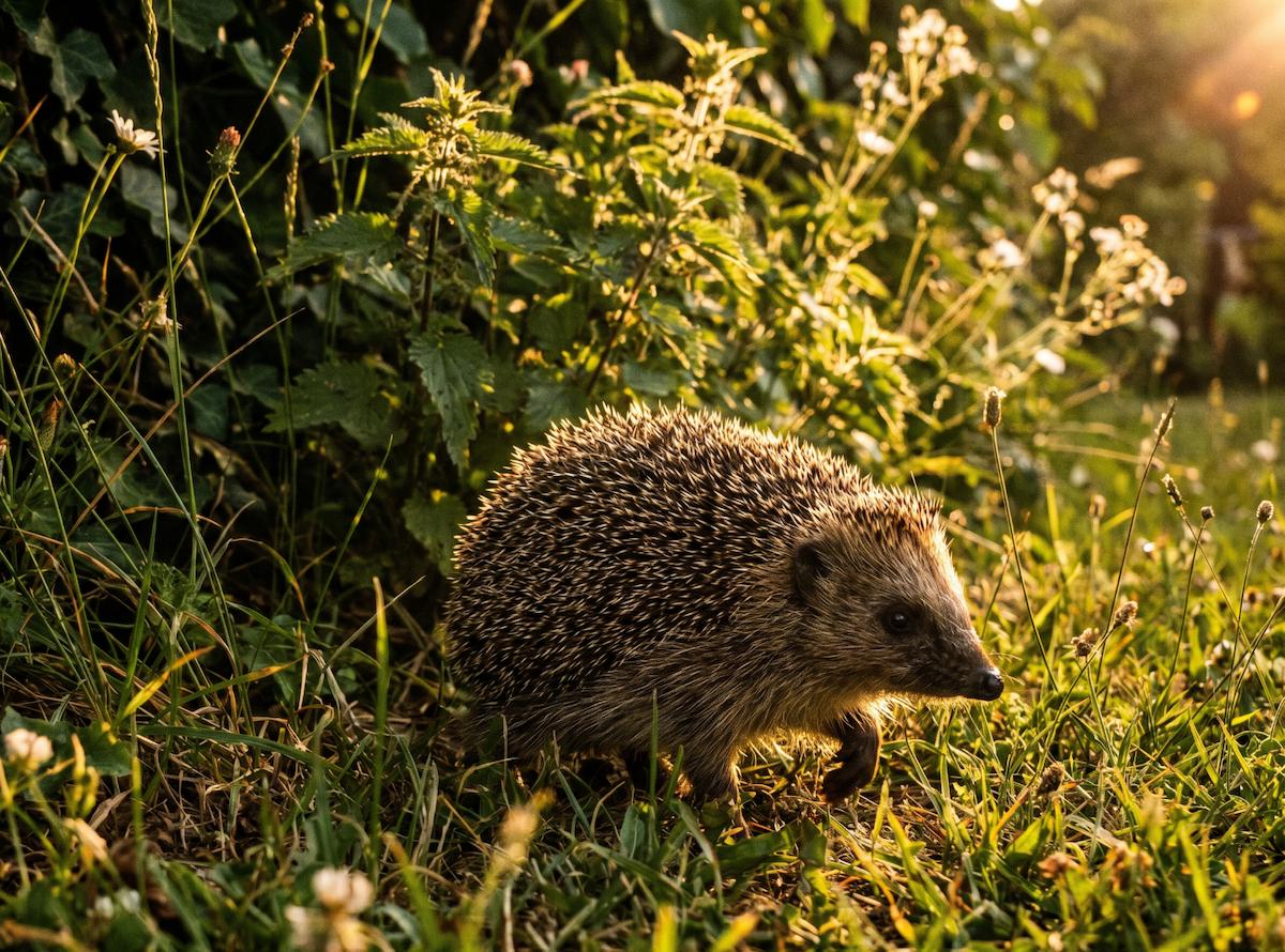 Herisson dans un jardin