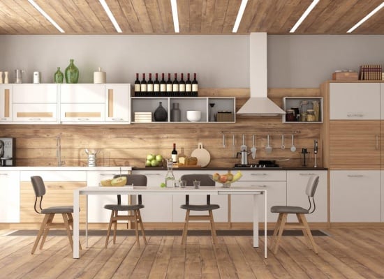 joli parquet dans une cuisine 