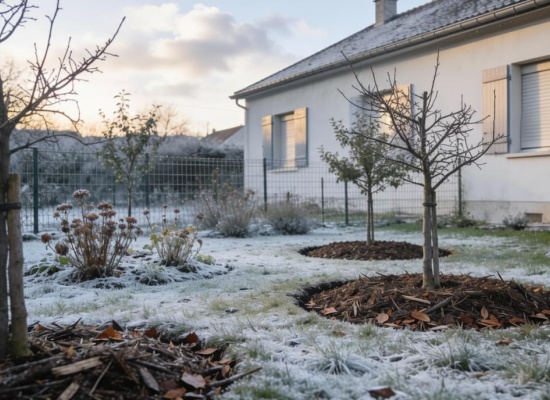 paillage dans un jardin d'hiver
