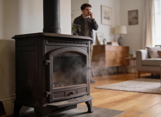 homme géné par l'odeur de fumée 