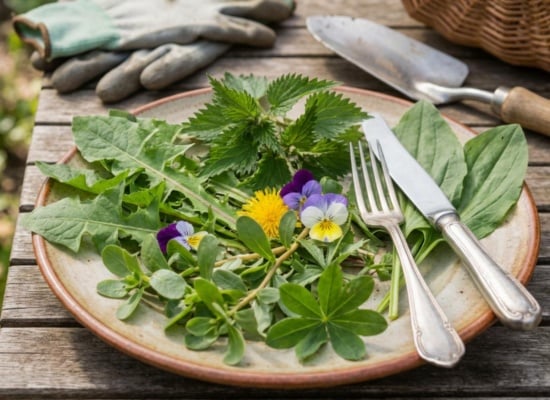 mauvaises herbes dans l'assiette