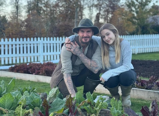 David Beckham devant son potager