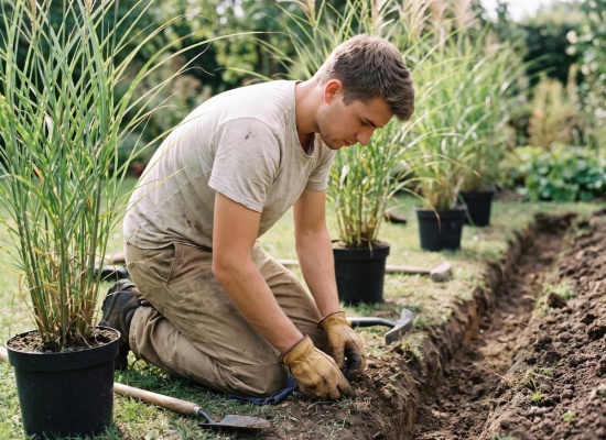 jardinier qui plante une haie
