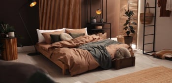Déco de chambre adulte tendance aux couleurs mocha mousse