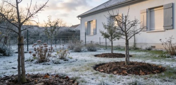 paillage dans un jardin d'hiver