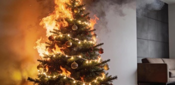 sapin qui prend feu dans un salon