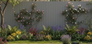 Vue d'un jardin avec terrasse