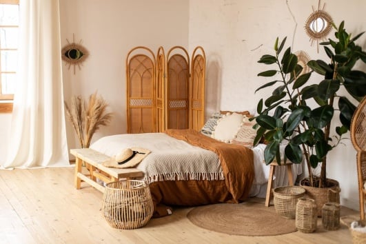Chambre au style bohème.
