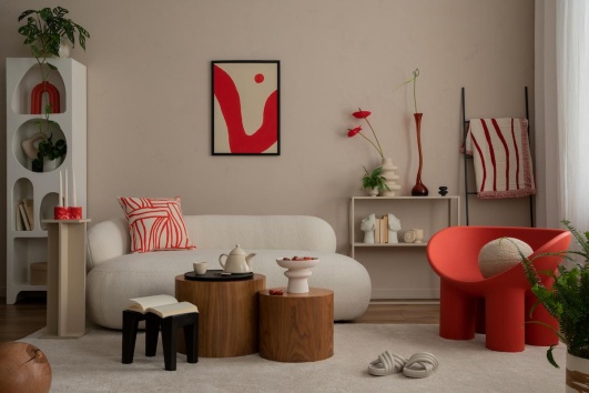 Salon décore avec du mobilier blob