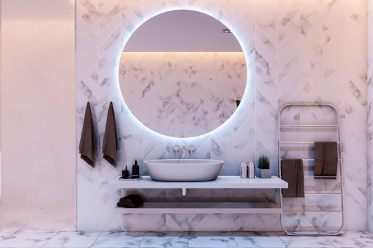 un miroir retro éclairé  pour une salle de bain tendance