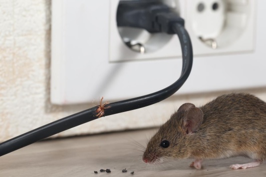mulot ou souris qui ronge une prise