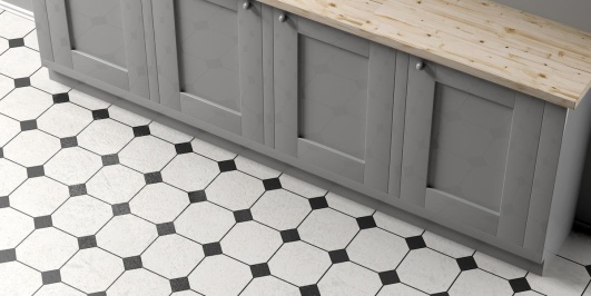 Carrelage de cuisine blanc et noir