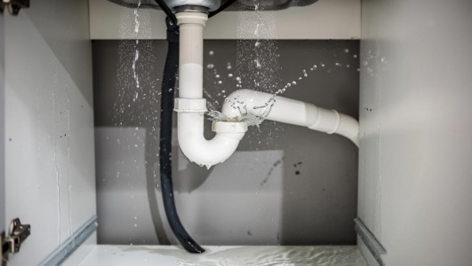 fuite d'eau sous un lavabo