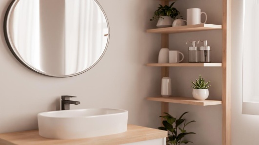 mur peint salle de bains dans une décoration moderne et lumineuse