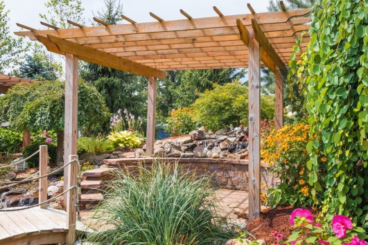 pergola sur sol de pierre