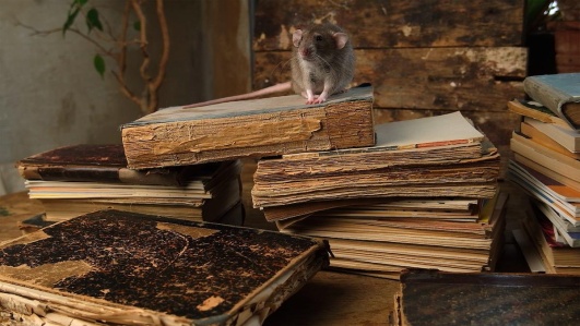 souris sur des livres anciens