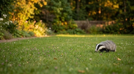 blaireau dans le jardin d'un particulier