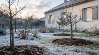 paillage dans un jardin d'hiver