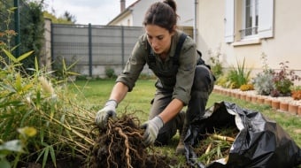 paysagiste arranchant des bambous plante invasive et envahissante